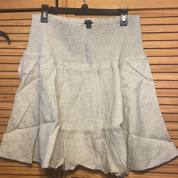 J.CREW linen SKIRT smocked waist FLAX lined mini Size XXL 18 NWT - Picture 1 of 2